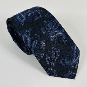 Joseph Abboud Silk Blend Necktie Tie Paisley Blue Silver 3 x 58 1/2